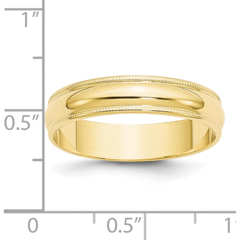 10K Yellow Gold 5mm Lightweight Milgrain Half Round Wedding Band Size 9