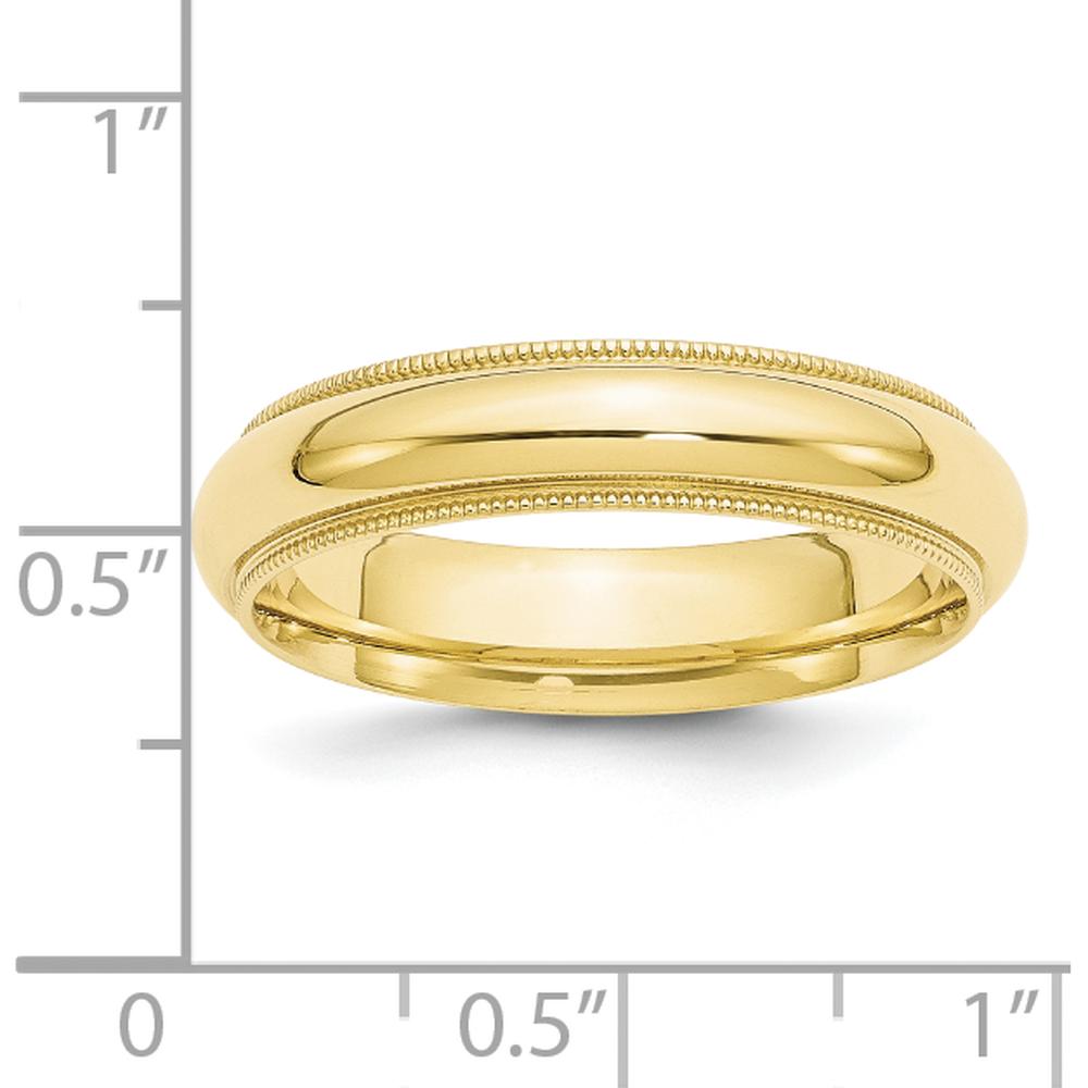 10K Yellow Gold 5mm Milgrain Half Round Comfort Fit Wedding Band - Size 6.5