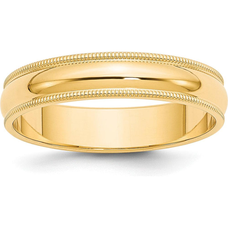 10K Yellow Gold 5mm Milgrain Half Round Wedding Band - Size 10.5