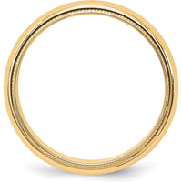 10K Yellow Gold 5mm Milgrain Half Round Wedding Band - Size 11