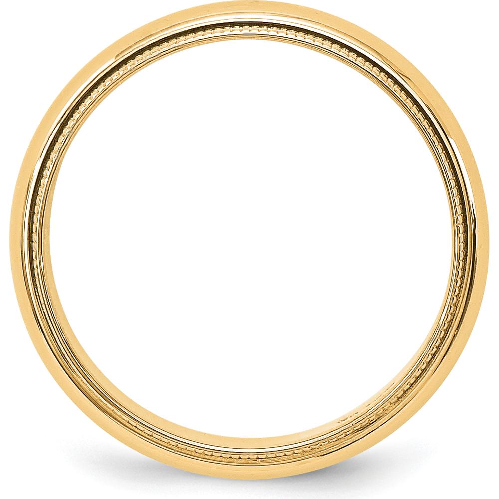 10K Yellow Gold 5mm Milgrain Half Round Wedding Band - Size 9