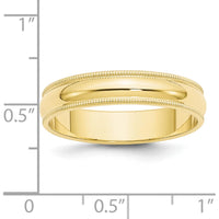 10K Yellow Gold 5mm Milgrain Half Round Wedding Band Size 9.5