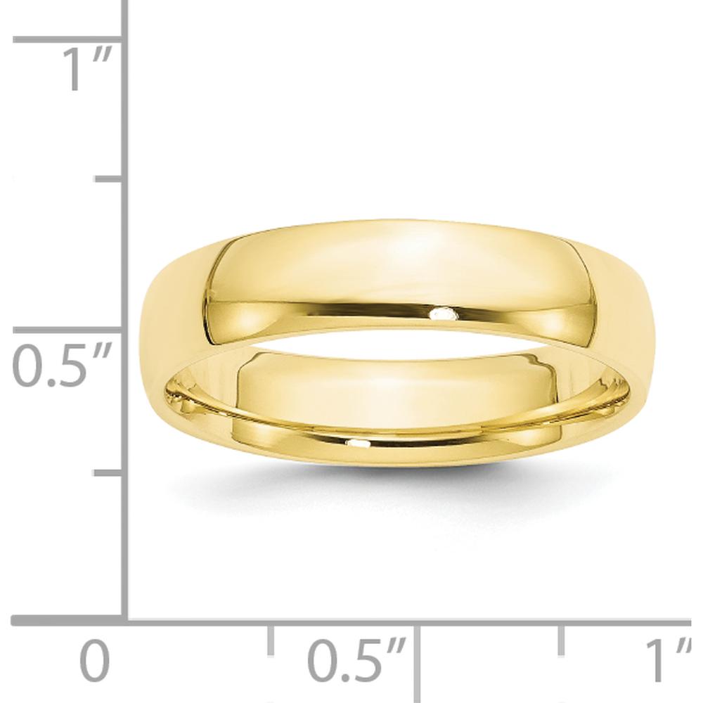 10K Yellow Gold 5mm Polished Comfort Fit Wedding Band - Lightweight Size 10