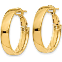 10K Yellow Gold 5mm Polished Omega Back Hoop Earrings - 24.25mm Diameter