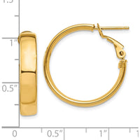 10K Yellow Gold 5mm Polished Omega Back Hoop Earrings - 24.25mm Diameter