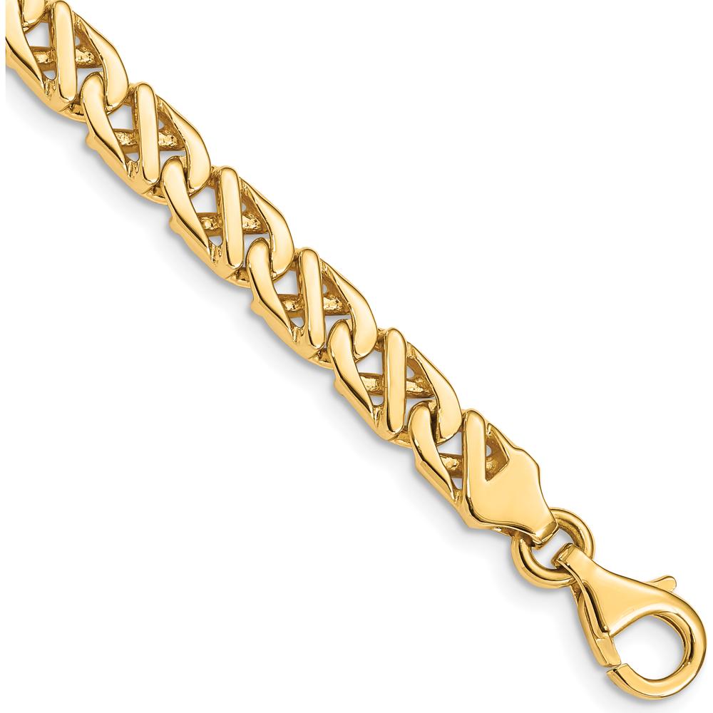 10K Yellow Gold 6.1mm Fancy Link Chain Bracelet - 8" Length