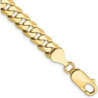 10K Yellow Gold 6.25mm Flat Beveled Curb Chain Bracelet with Lobster Clasp