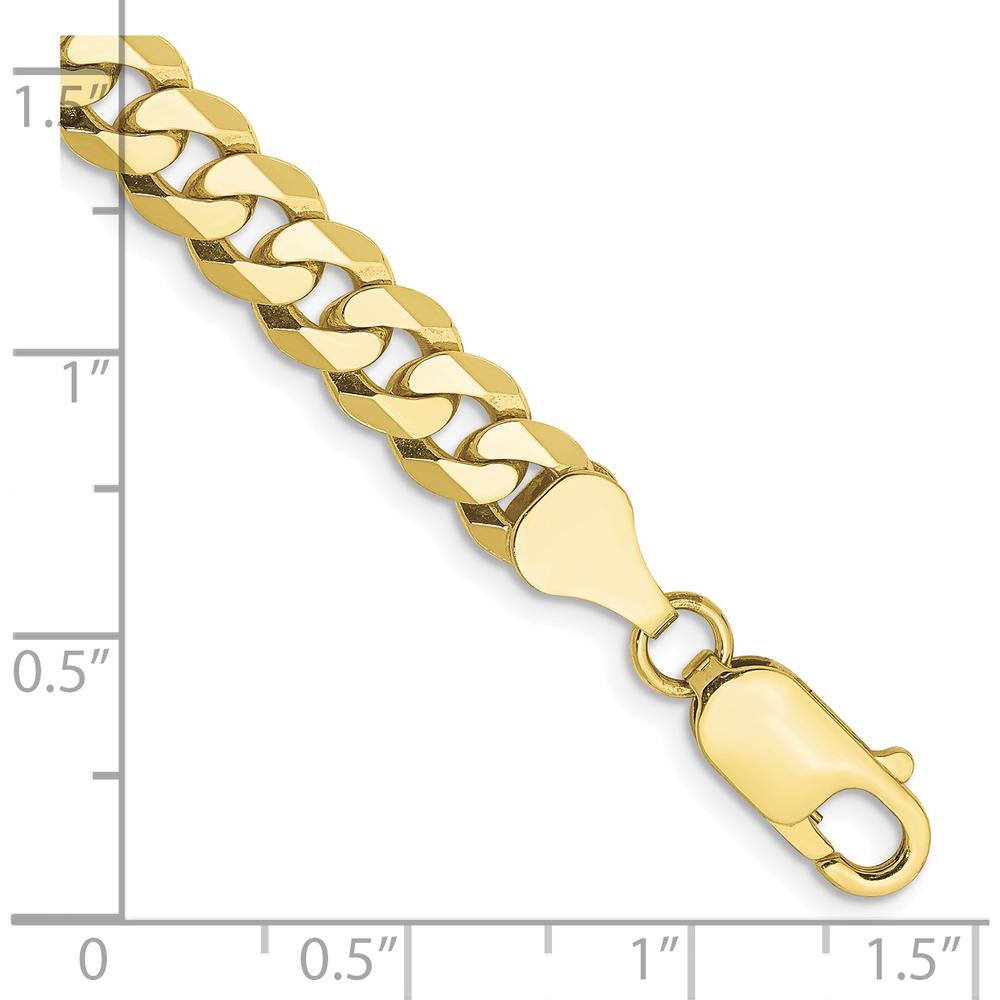 10K Yellow Gold 6.25mm Flat Beveled Curb Chain Bracelet with Lobster Clasp