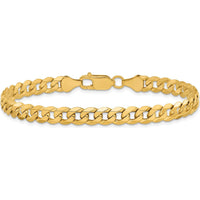 10K Yellow Gold 6.25mm Flat Beveled Curb Chain Bracelet with Lobster Clasp