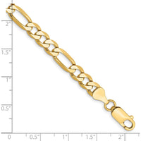10K Yellow Gold 6.25mm Flat Figaro Chain Bracelet - 7"