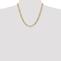 10K Yellow Gold 6.25mm Flat Figaro Chain Necklace - 20" Length