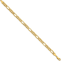 10K Yellow Gold 6.25mm Semi-Solid Figaro Chain Bracelet with Lobster Clasp - 7" Length