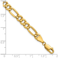 10K Yellow Gold 6.25mm Semi-Solid Figaro Chain Bracelet with Lobster Clasp - 7" Length