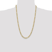 10K Yellow Gold 6.25mm Semi-Solid Figaro Chain Necklace - 26 Inch