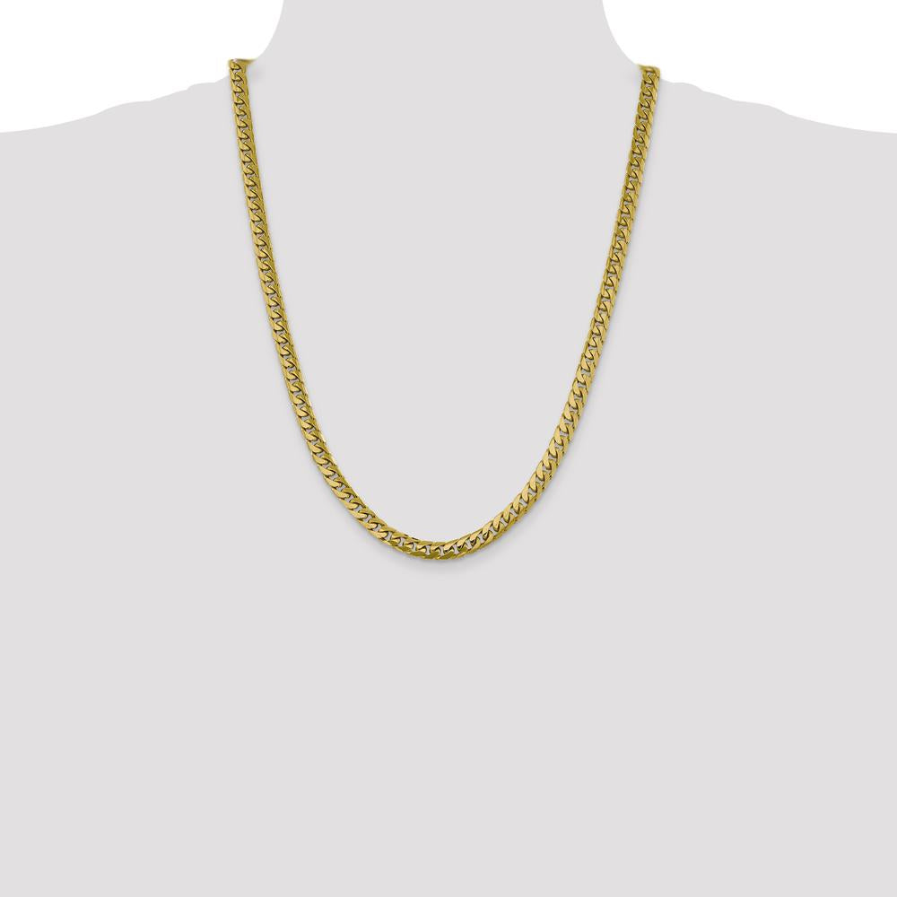 10K Yellow Gold 6.25mm Solid Miami Cuban Chain Necklace - 24"