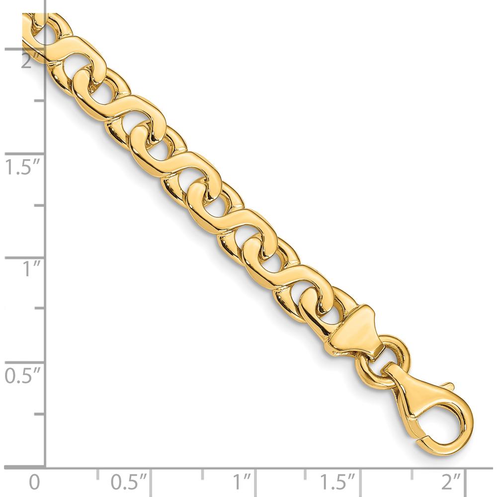 10K Yellow Gold 6.2mm Hand-Polished Fancy Link Bracelet - 7" Length