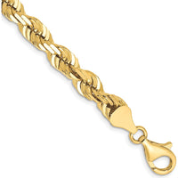 10K Yellow Gold 6.5mm Diamond-Cut Rope Chain Anklet - Elegant Polished Finish, 9" Length