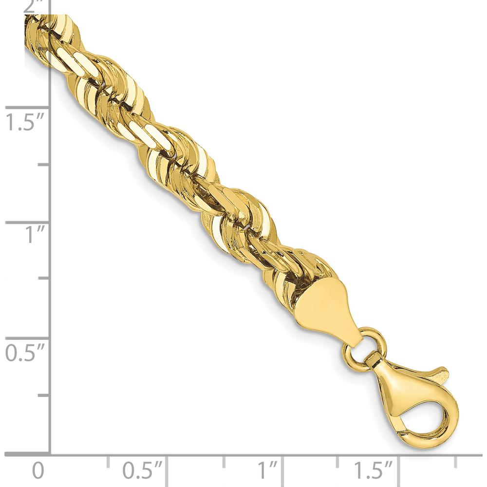 10K Yellow Gold 6.5mm Diamond-Cut Rope Chain Anklet - Elegant Polished Finish, 9" Length