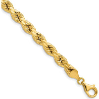 10K Yellow Gold 6.5mm Diamond-Cut Rope Chain Bracelet - 8 Inch