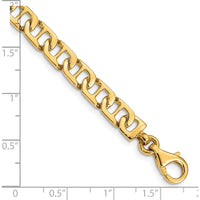 10K Yellow Gold 6.5mm Hand-Polished Fancy Anchor Link Chain Bracelet - 8"