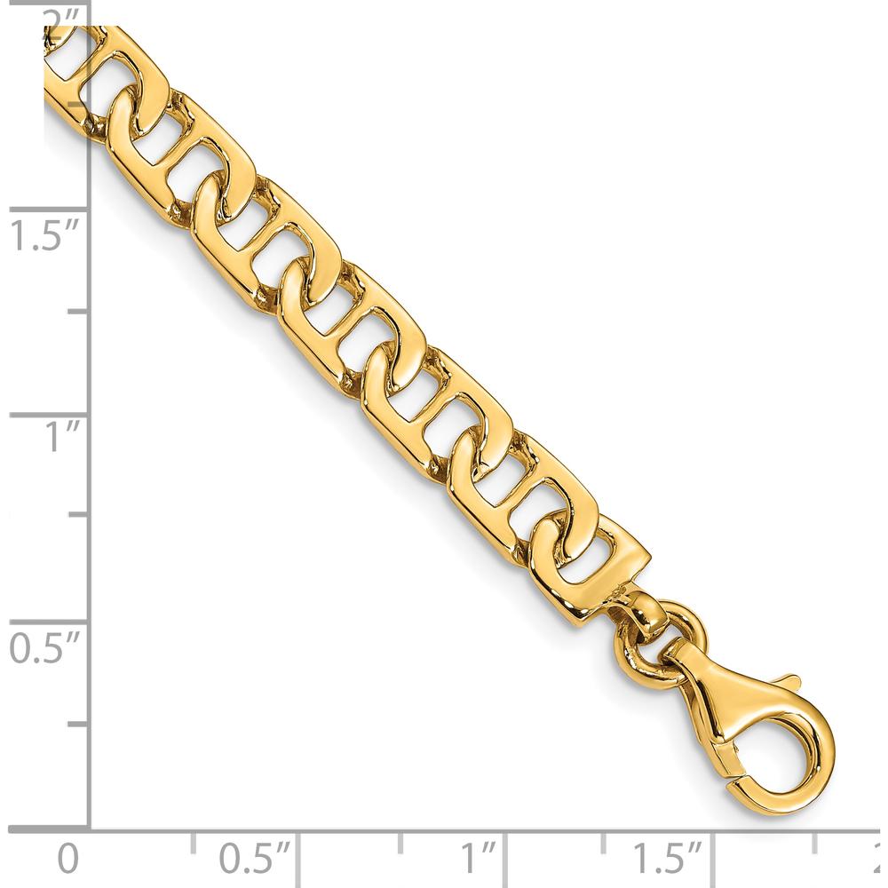10K Yellow Gold 6.5mm Hand-Polished Fancy Anchor Link Chain Bracelet - 8"