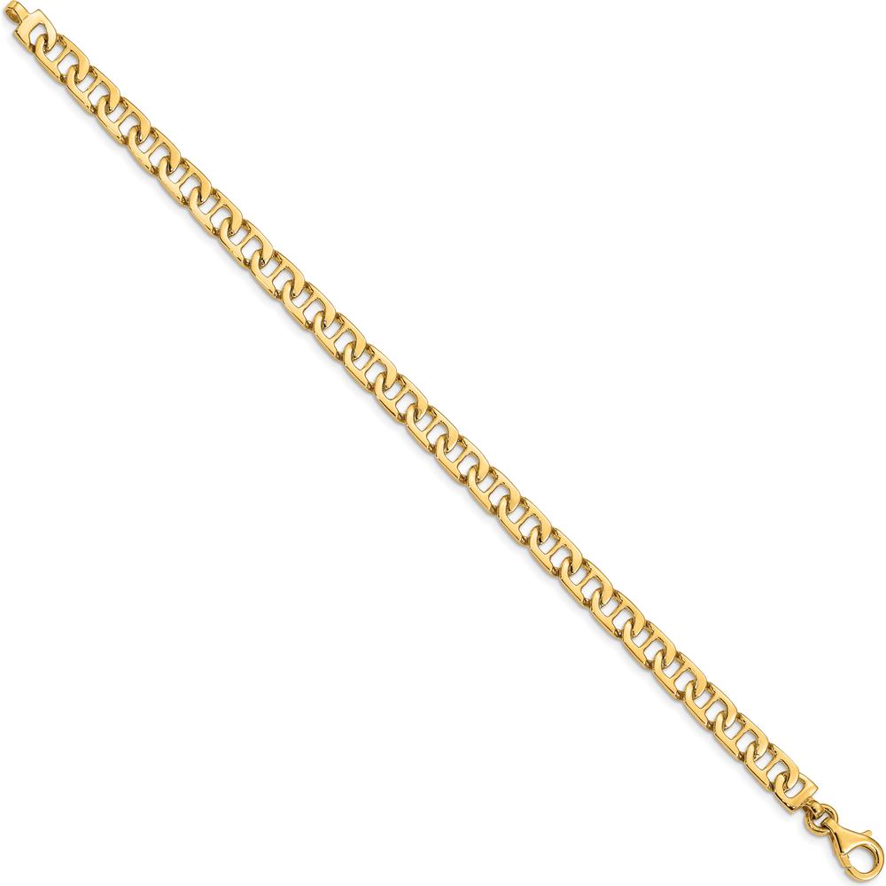 10K Yellow Gold 6.5mm Hand-Polished Fancy Anchor Link Chain Bracelet - 8"