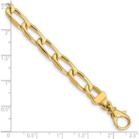 10K Yellow Gold 6.5mm Hand-Polished Open Link Chain Bracelet - 7" Long