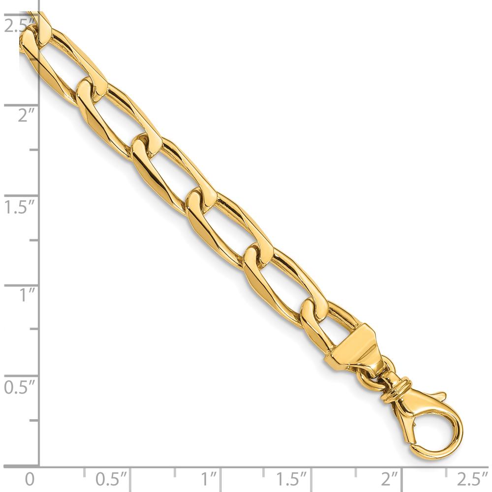 10K Yellow Gold 6.5mm Hand-Polished Open Link Chain Bracelet - 7" Long