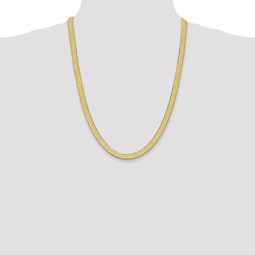 10K Yellow Gold 6.5mm Herringbone Chain Necklace - 24" Length