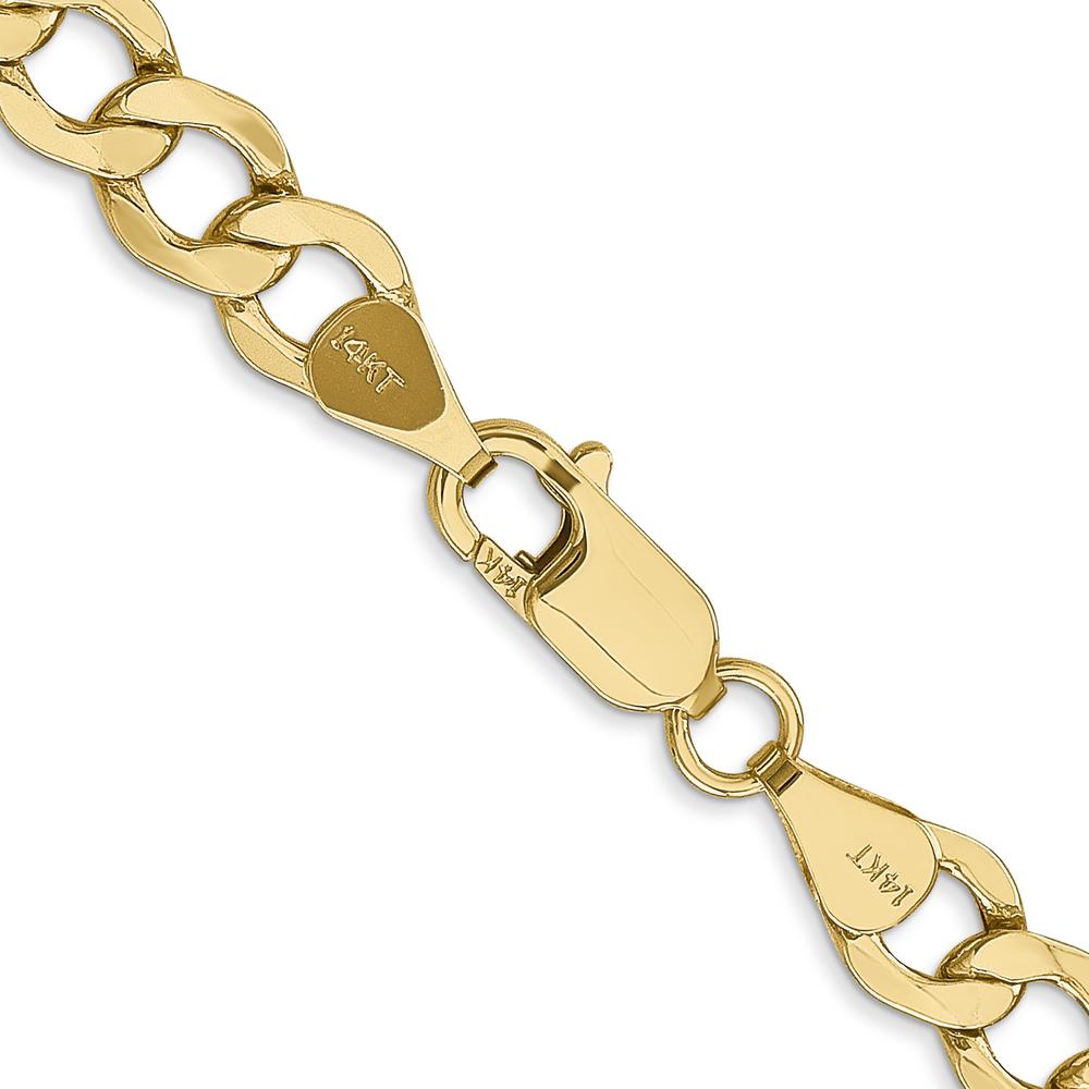 10K Yellow Gold 6.5mm Semi-Solid Curb Link Chain - 24"