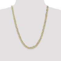 10K Yellow Gold 6.5mm Semi-Solid Curb Link Chain - 24"