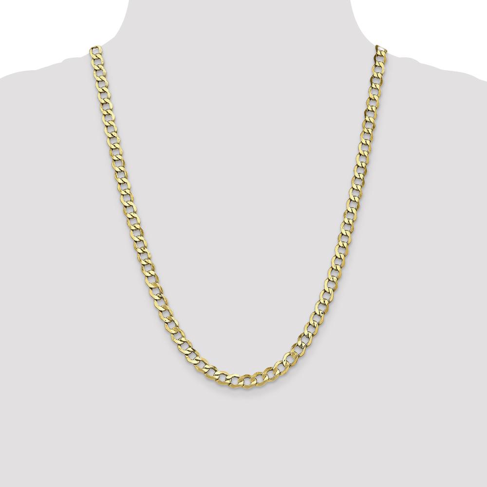 10K Yellow Gold 6.5mm Semi-Solid Curb Link Chain - 24"