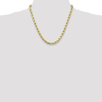 10K Yellow Gold 6.5mm Semi-Solid Diamond-Cut Rope Chain - 20" Length
