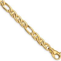10K Yellow Gold 6.5mm Solid Hand-Polished Anchor Chain Bracelet - 8.25in Length