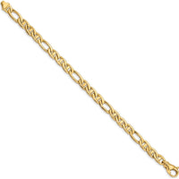 10K Yellow Gold 6.5mm Solid Hand-Polished Anchor Chain Bracelet - 8.25in Length