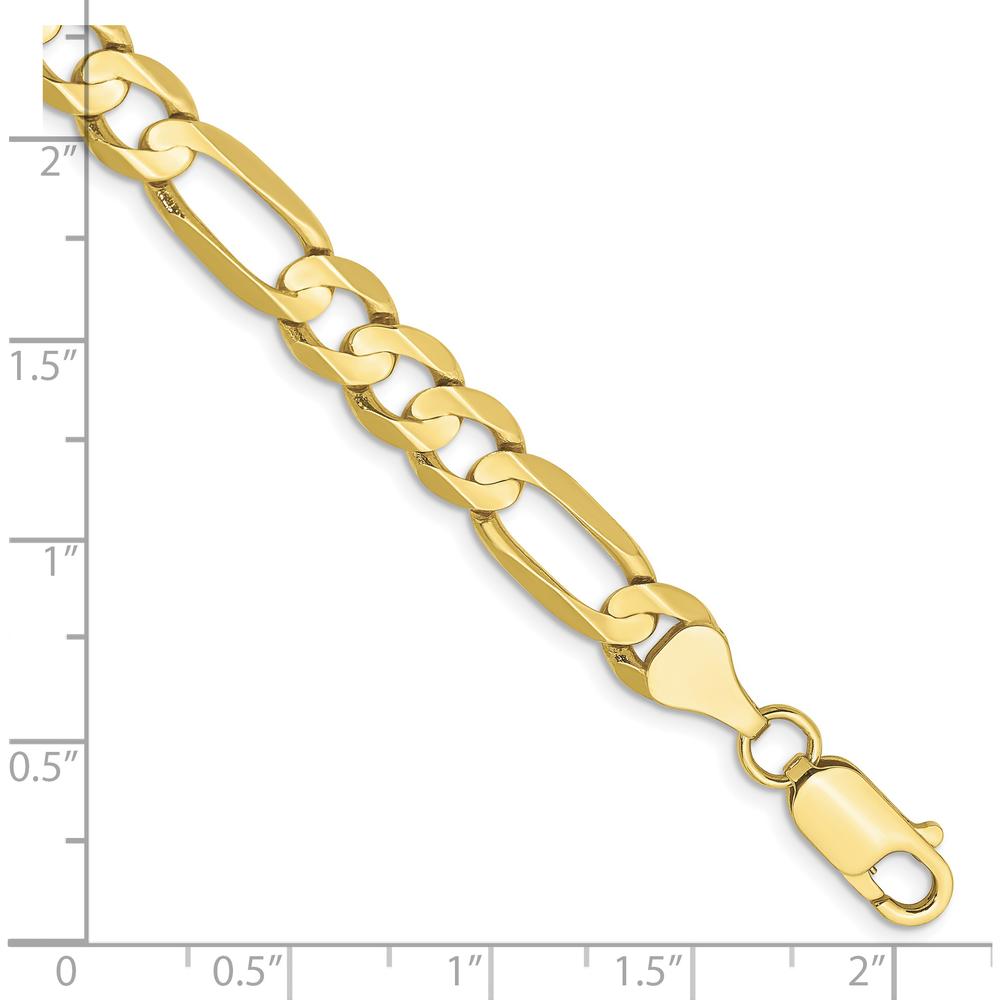10K Yellow Gold 6.75mm Concave Open Figaro Chain Bracelet - 8"