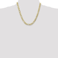10K Yellow Gold 6.75mm Concave Open Figaro Chain Necklace - 20" Length