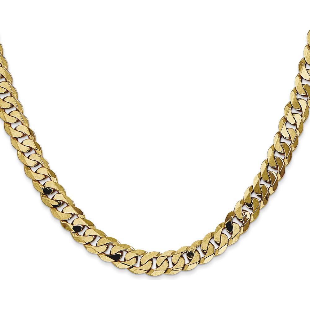 10K Yellow Gold 6.75mm Flat Beveled Curb Chain Necklace - 20"