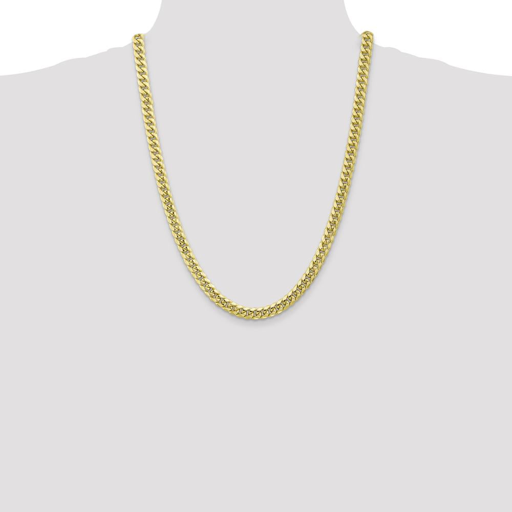 10K Yellow Gold 6.75mm Miami Cuban Chain Necklace - 24"