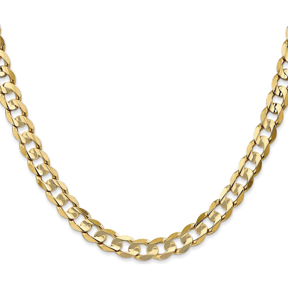 10K Yellow Gold 6.75mm Open Concave Curb Chain Necklace - 24"
