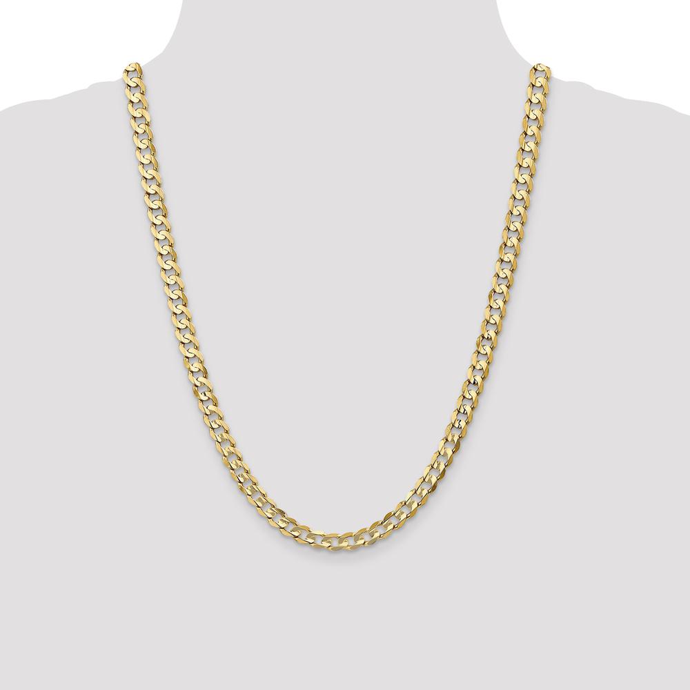 10K Yellow Gold 6.75mm Open Concave Curb Chain Necklace - 24"