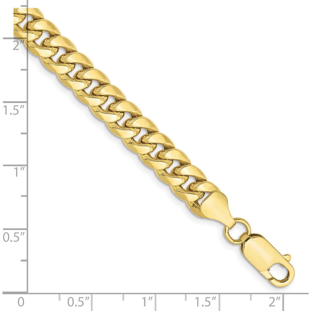 10K Yellow Gold 6.75mm Semi-Solid Miami Cuban Chain Bracelet - 7"