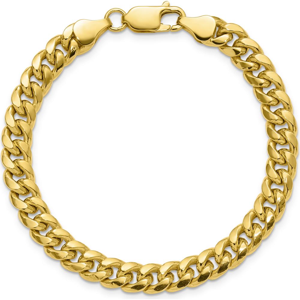 10K Yellow Gold 6.75mm Semi-Solid Miami Cuban Chain Bracelet - 9"