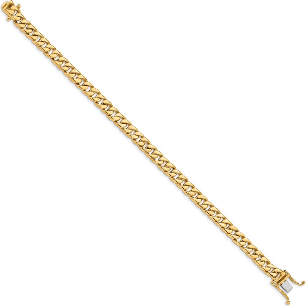 10K Yellow Gold 6.8mm Hand-Polished Flat Beveled Curb Link Bracelet - 8" Length