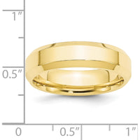 10K Yellow Gold 6mm Beveled Edge Comfort Fit Wedding Band - Size 13.5
