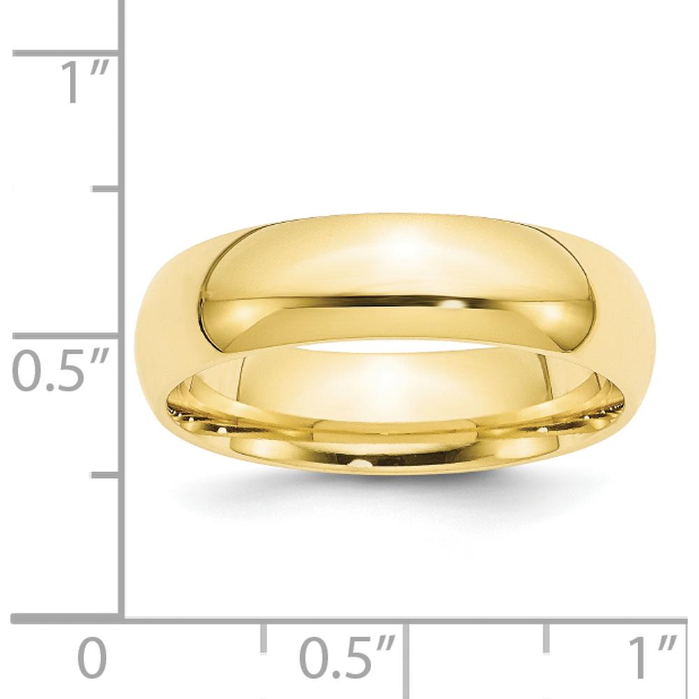 10K Yellow Gold 6mm Comfort Fit Polished Wedding Band - Size 7