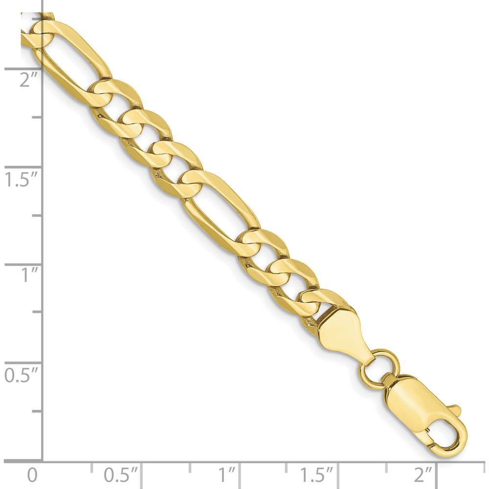 10K Yellow Gold 6mm Concave Open Figaro Chain Bracelet - Polished Finish, 9" Length