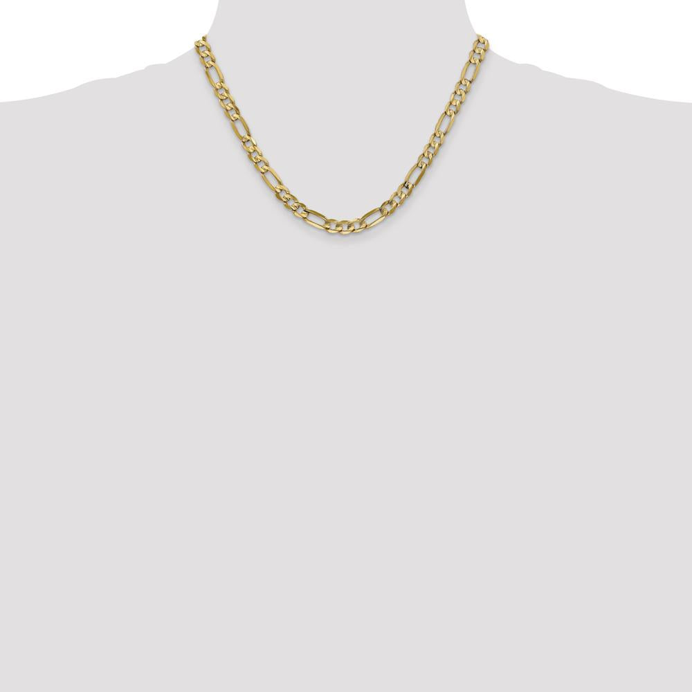 10K Yellow Gold 6mm Concave Open Figaro Chain Necklace - 18"