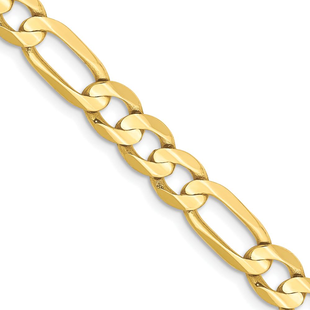 10K Yellow Gold 6mm Concave Open Figaro Chain Necklace - 22"" Length