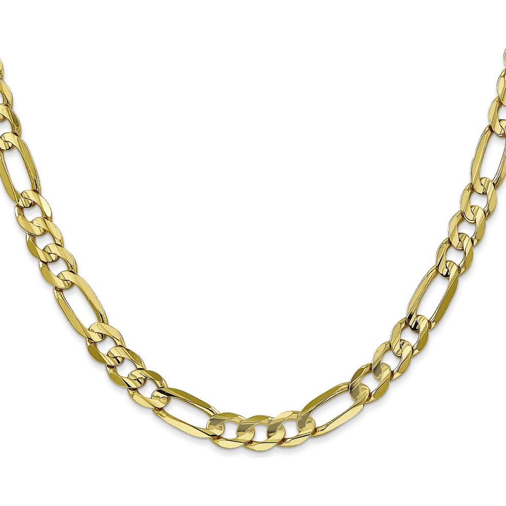 10K Yellow Gold 6mm Concave Open Figaro Chain Necklace - 22"" Length